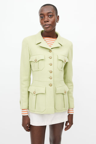 Chanel Green 
Gold Wool Jacket