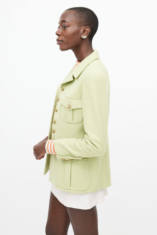 Chanel Green 
Gold Wool Jacket