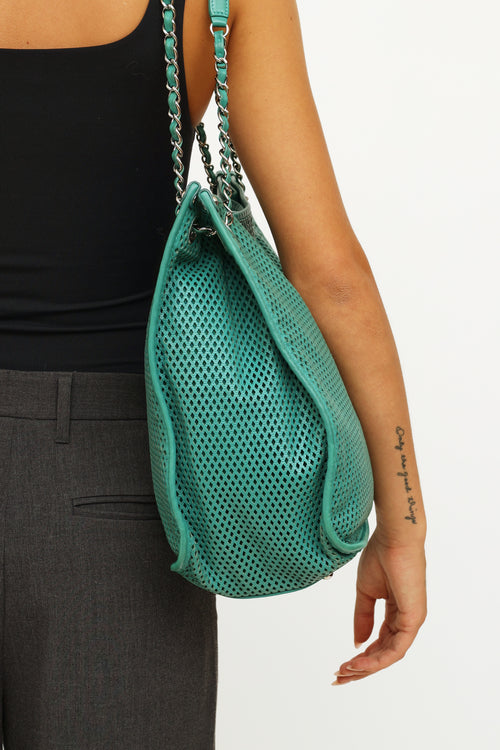 Chanel Green Up in the Air Perforated Tote Bag