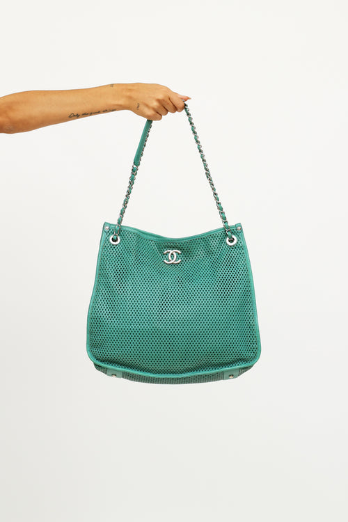 Chanel Green Up in the Air Perforated Tote Bag