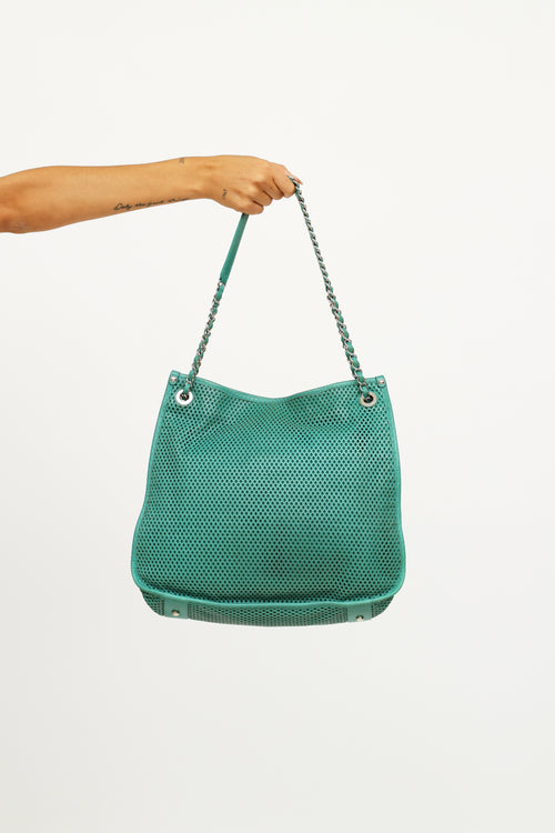 Chanel Green Up in the Air Perforated Tote Bag