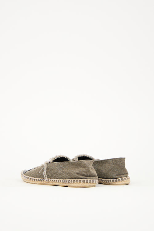 Chanel Green 
Navy Canvas CC Espadrille