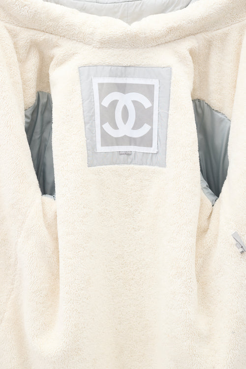 Chanel FW 2000 Grey Nylon 
Fleece Puffer Coat