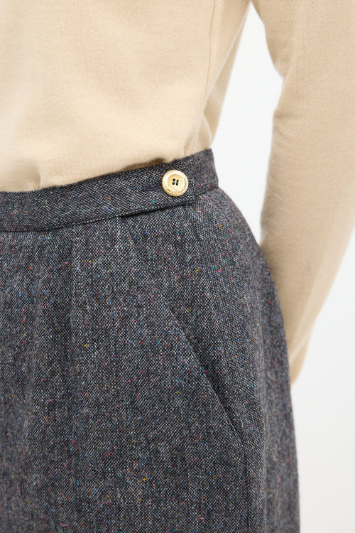 Chanel Grey Marbled Wool Godet Skirt