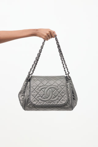 Chanel 2010 Silver Metallic Caviar Timeless Accordion Flap Bag