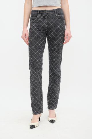 Chanel Grey Quilt Stitch Jeans