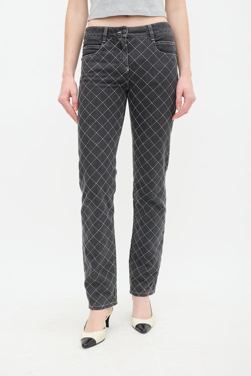 Chanel Grey Quilt Stitch Jeans