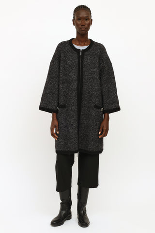 Chanel Dark Grey Oversized Cashmere Coat