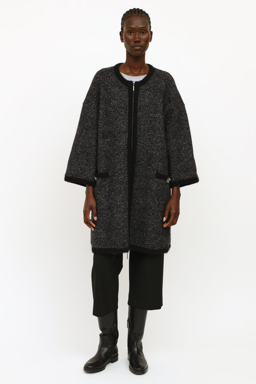 Chanel Dark Grey Oversized Cashmere Coat