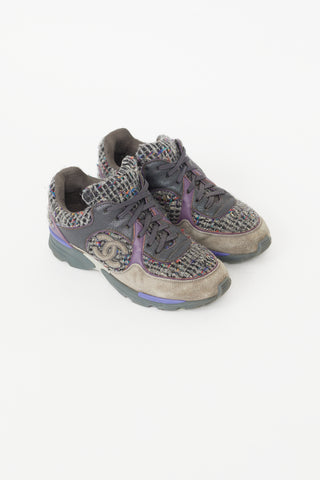 Chanel Grey 
Multicolour Tweed CC Sneaker