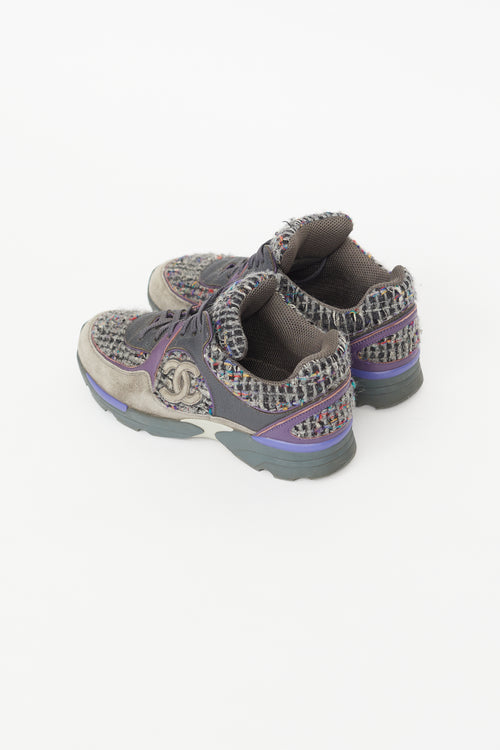 Chanel Grey 
Multicolour Tweed CC Sneaker