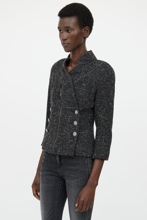 Chanel Fall 2008 Grey Boucle Zip Jacket