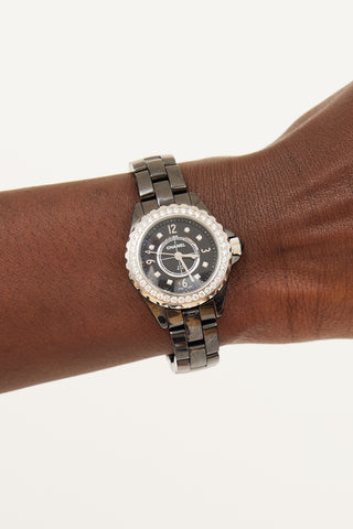 Chanel Black Ceramic Diamond J12 Watch