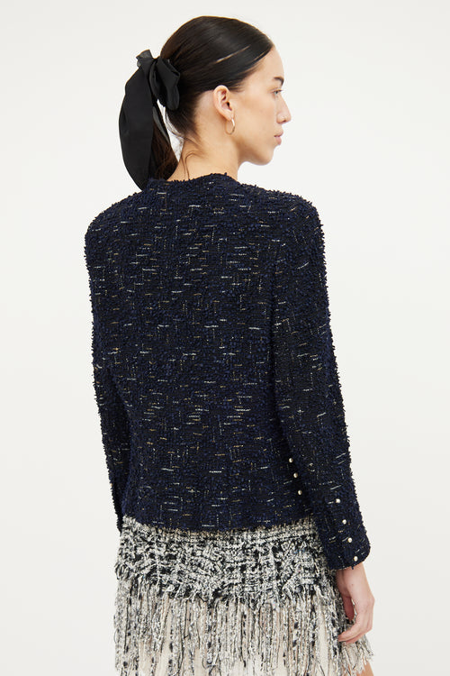 Chanel Navy Lesage Tweed Pearl Jacket