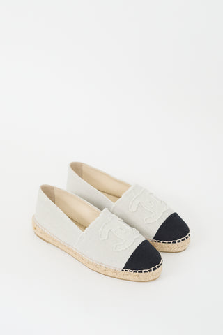 Chanel Light Grey Canvas CC Espadrille Flat