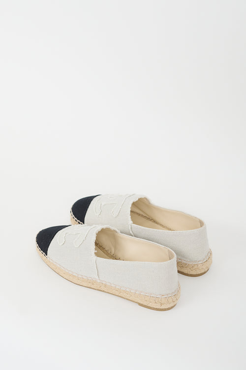 Chanel Light Grey Canvas CC Espadrille Flat