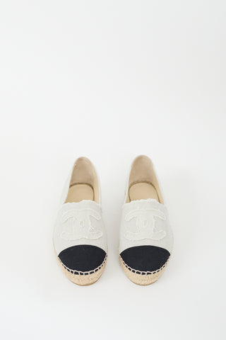 Chanel Light Grey Canvas CC Espadrille Flat