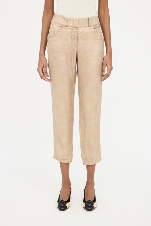 Chanel Gold S/S 2005 Linen Silk Jogger Pant