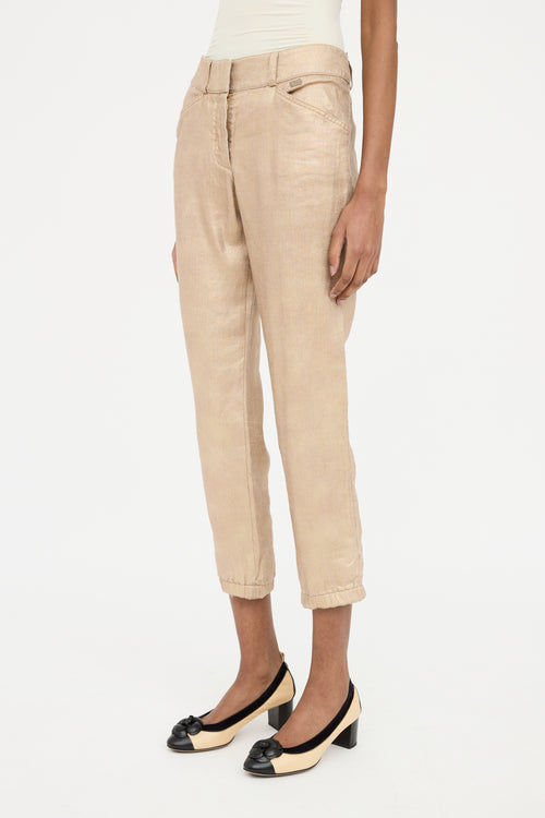 Chanel Gold S/S 2005 Linen Silk Jogger Pant