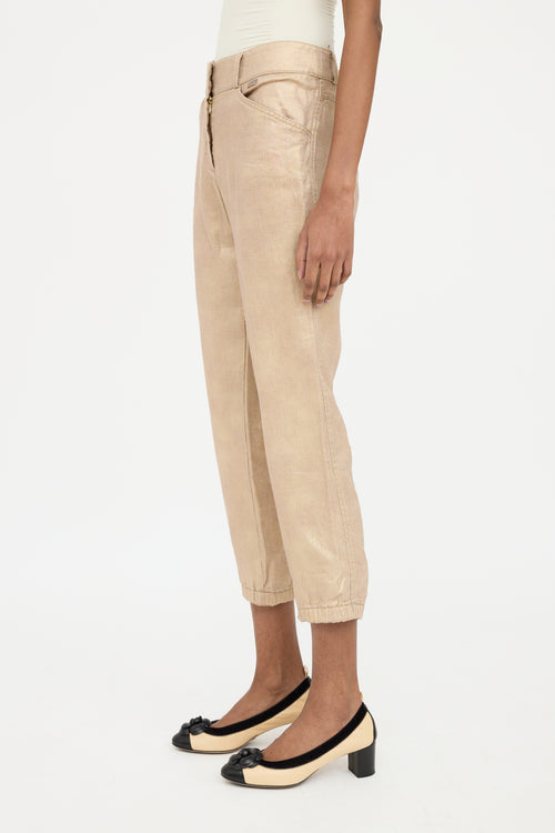 Chanel Gold S/S 2005 Linen Silk Jogger Pant