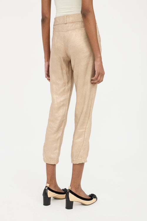 Chanel Gold S/S 2005 Linen Silk Jogger Pant