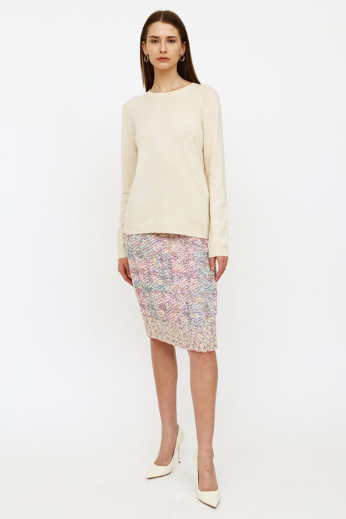 Chanel Pink 
Multi-Colour Tweed Fantasy Skirt