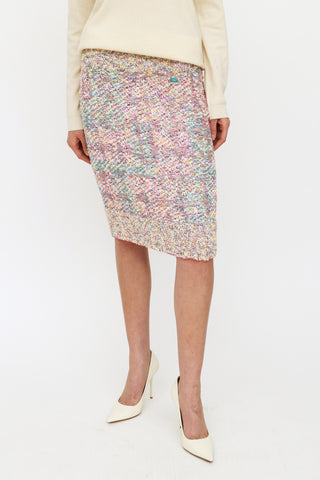 Chanel Pink 
Multi-Colour Tweed Fantasy Skirt