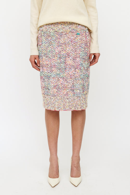 Chanel Pink 
Multi-Colour Tweed Fantasy Skirt