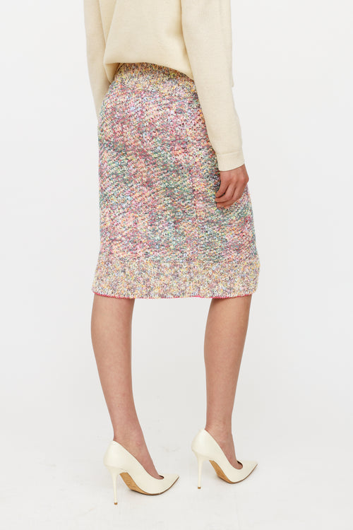 Chanel Pink 
Multi-Colour Tweed Fantasy Skirt