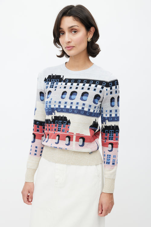 Chanel Multicolor Metallic Cashmere Graphic Knit Sweater