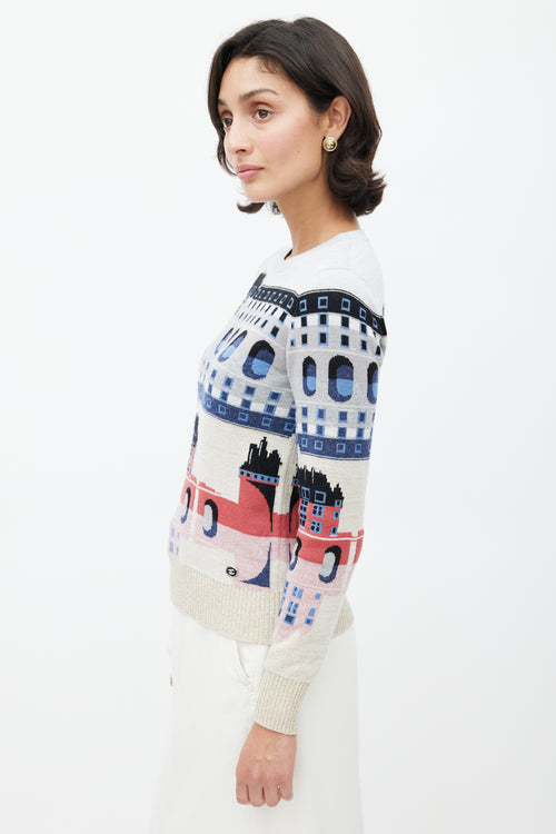 Chanel Multicolor Metallic Cashmere Graphic Knit Sweater