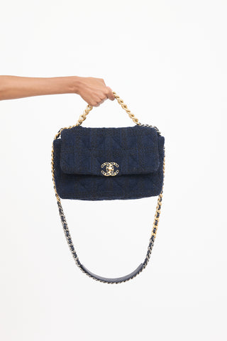 Chanel Navy Tweed Large 19 Handbag