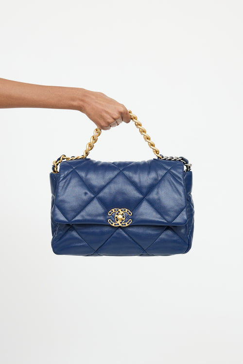 2019 Navy Leather 19 Flap Bag