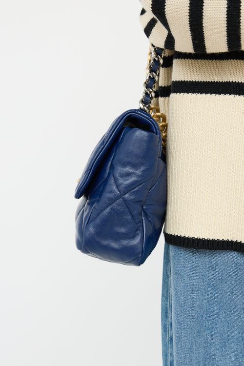 2019 Navy Leather 19 Flap Bag