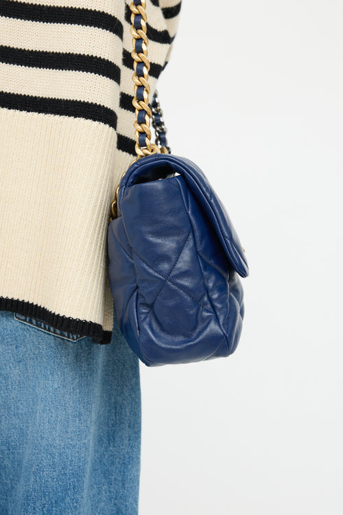 2019 Navy Leather 19 Flap Bag