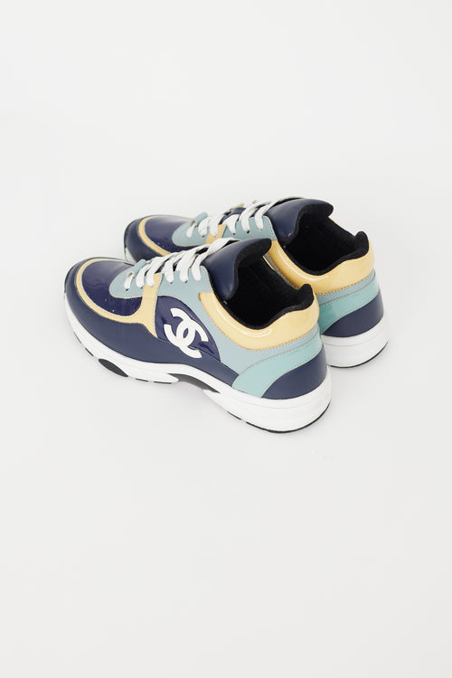 Chanel Navy 
Multi Patent Leather Sneaker