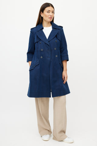 Chanel Navy Double Breasted Trench Coat