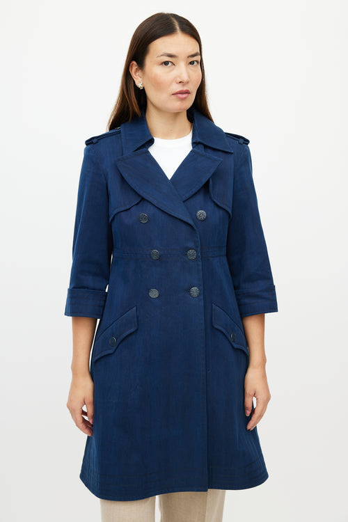 Chanel Navy Double Breasted Trench Coat