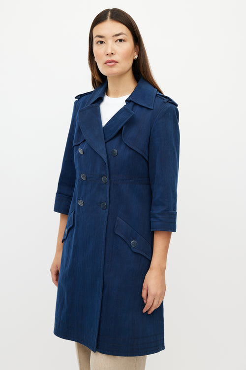 Chanel Navy Double Breasted Trench Coat