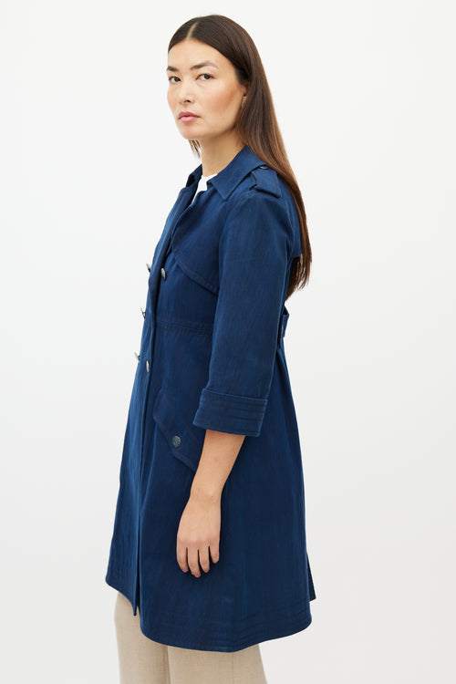 Chanel Navy Double Breasted Trench Coat