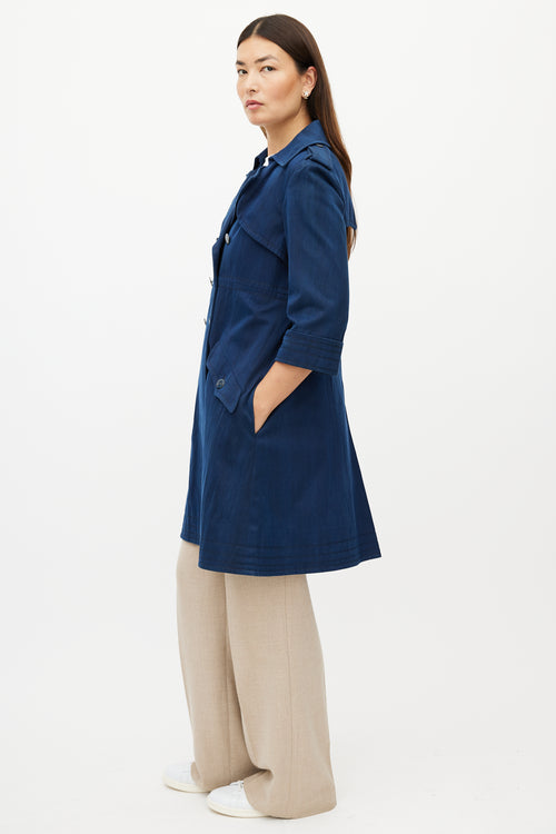 Chanel Navy Double Breasted Trench Coat