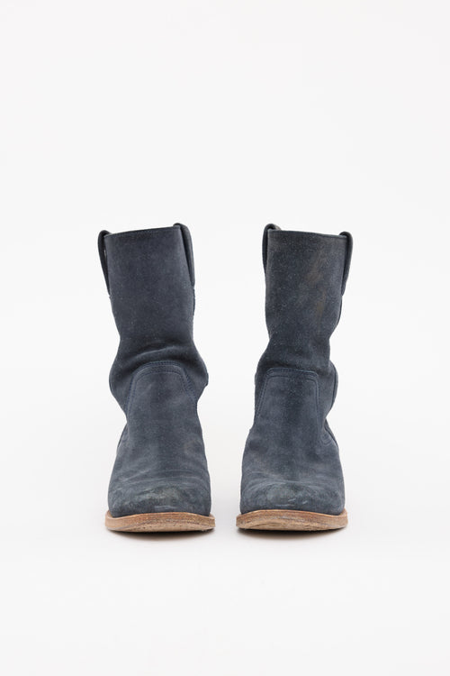 Chanel Blue Suede Western Boot