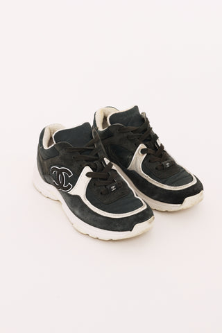 Chanel Navy 
White Suede CC Sneakers