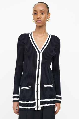 Chanel Striped Ribbed Cardigan