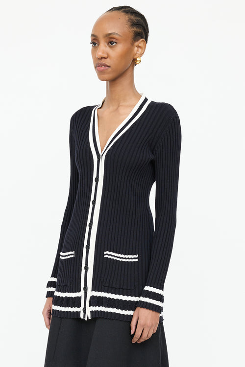 Chanel Striped Ribbed Cardigan