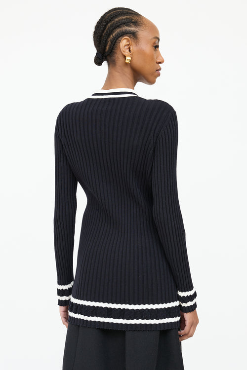 Chanel Striped Ribbed Cardigan