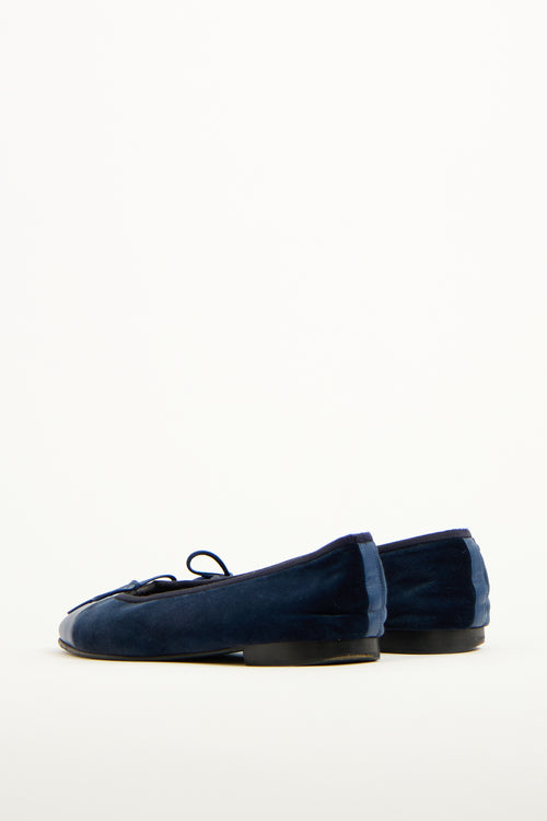 Chanel Navy Velvet CC Ballet Flat