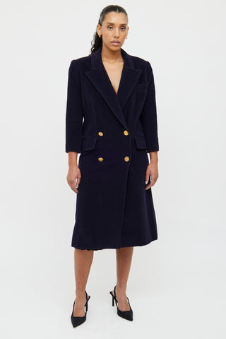 Chanel Navy 1980s Wool Gold Button Coat