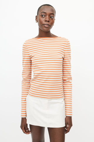 Chanel Orange 
Cream Striped Knit Top