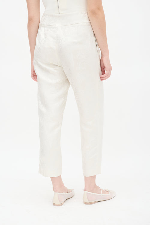 Chanel PF 2012 Cream Silk Jacquard Cropped Trouser